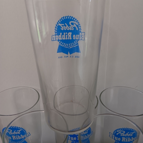 Vintage PBR Pabst Blue Ribbon "Pony" Glasses Set of Six Perfect - Picture 4 of 5